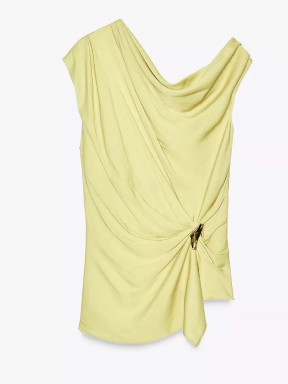 Zara Pale Yellow Draped Camisole with Side Knot